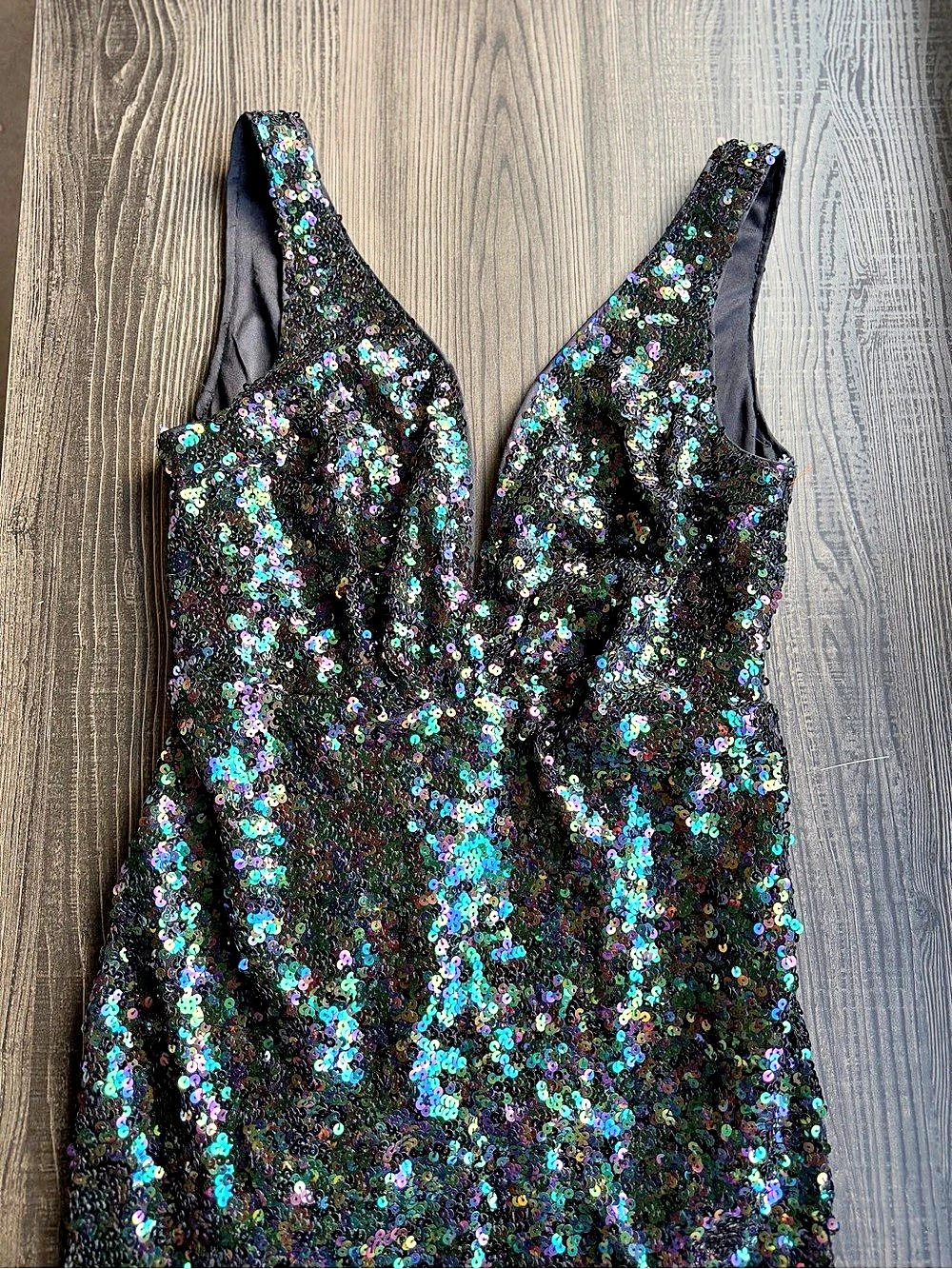 Lulus Here to Shimmer Black Multi Sequin Mini Dress Size Medium